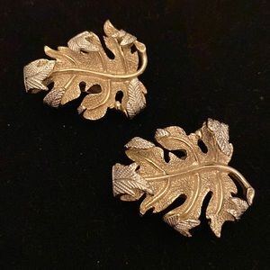 Sarah Cov (Coventry) leaf earrings.